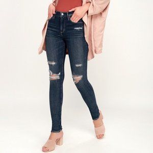 Agolde Sophie Medium Wash High Rise Distressed Skinny Jeans